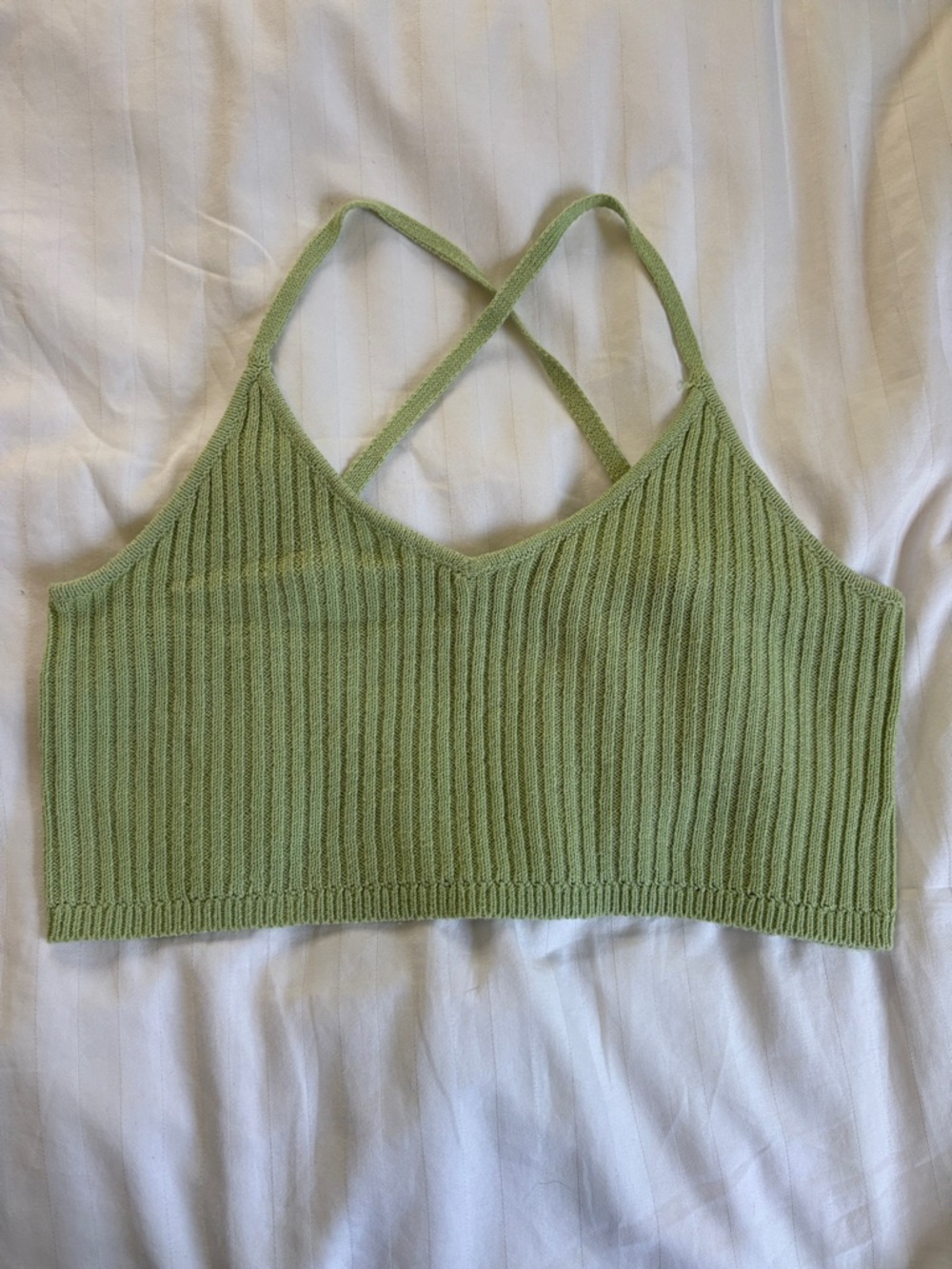 Wild Fable Light Green Ribbed Knit Cropped Tank Top